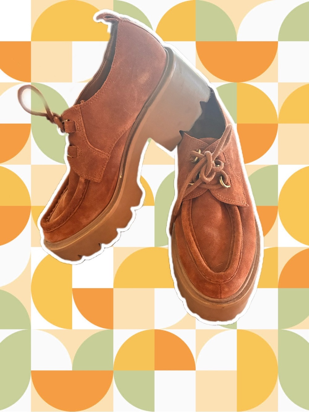 Sam Edelman Rust Suede Platform Lace-Up Loafers